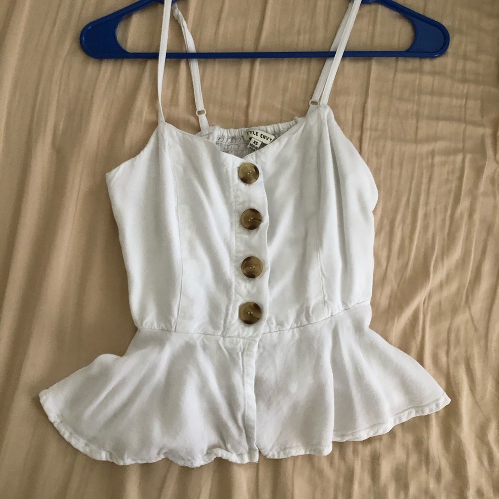 White shirt! Adjustable straps!